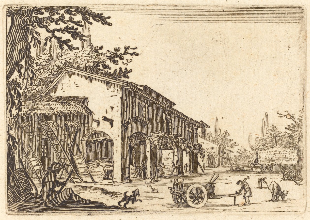 Gårdsplassen til en gård av Jacques Callot