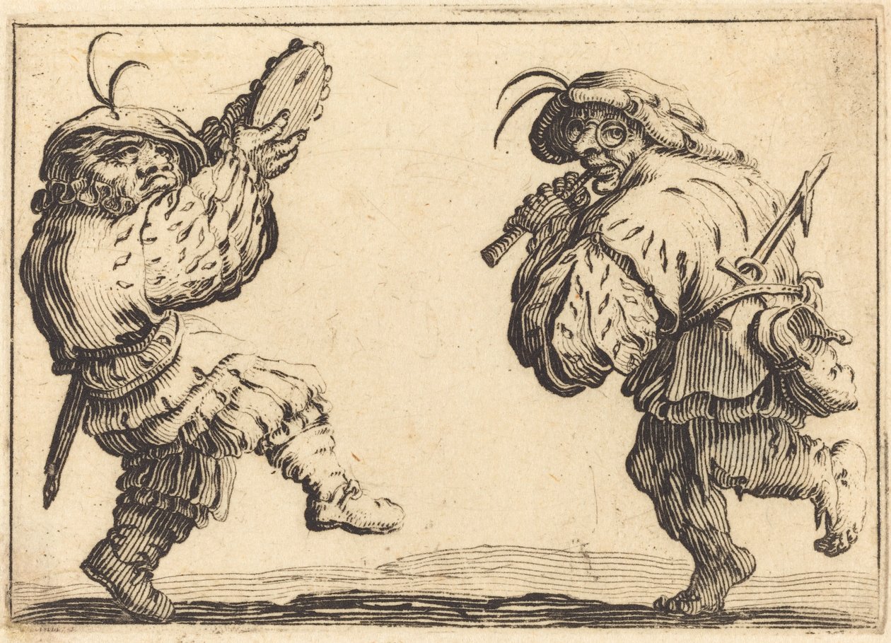 Dansere med fløyte og tamburin av Jacques Callot