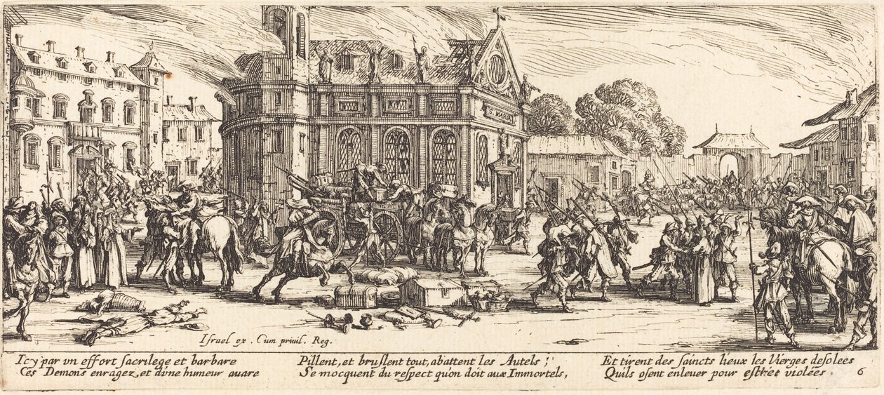 Ødeleggelse av et kloster, ca. 1633. av Jacques Callot