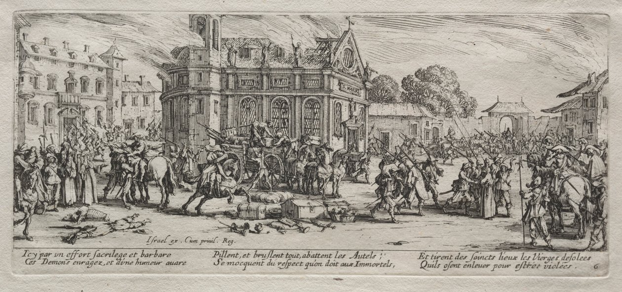 Ødeleggelse av et kloster. av Jacques Callot