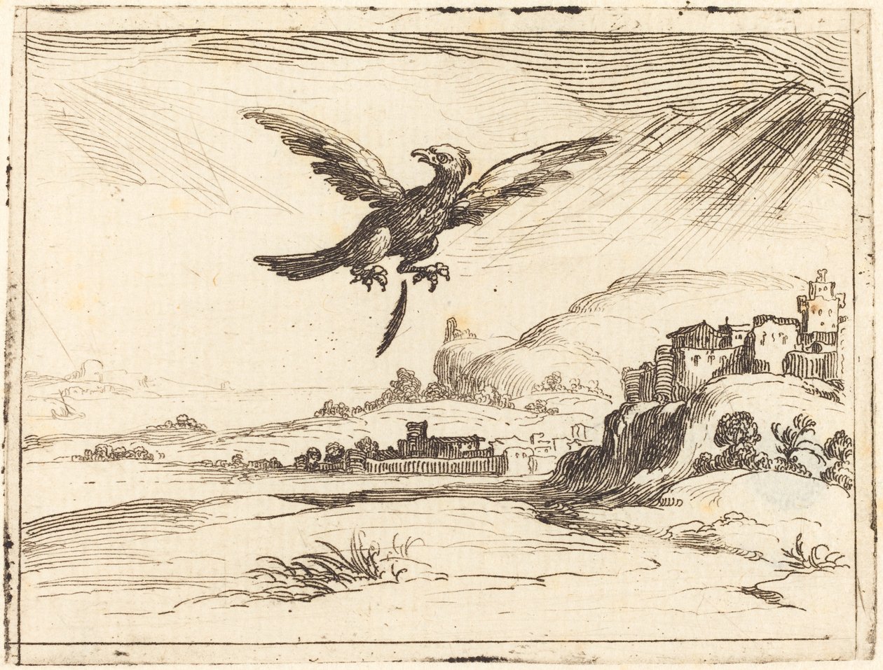 Ørn mister en gammel fjær, 1628. av Jacques Callot