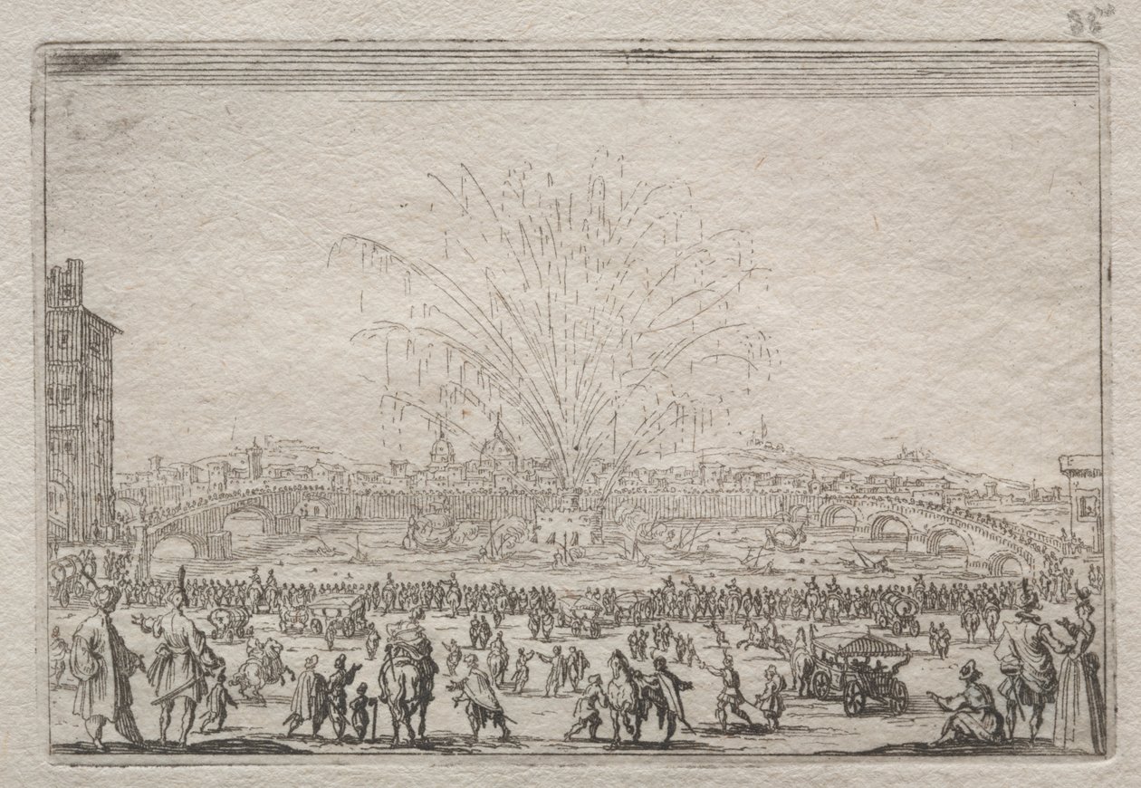 Fyrverkeri på Arno av Jacques Callot