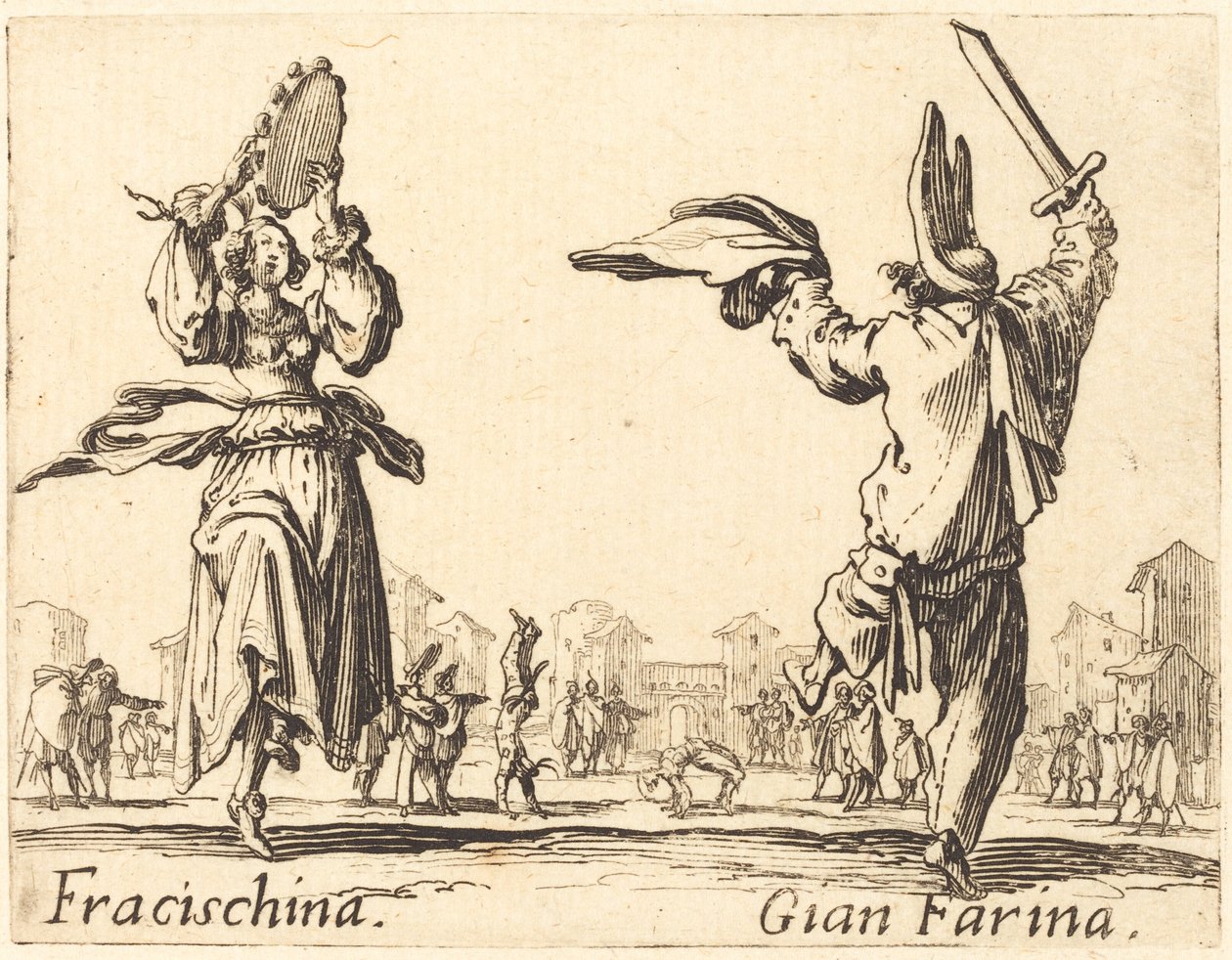 Fracischina og Gian Farina av Jacques Callot