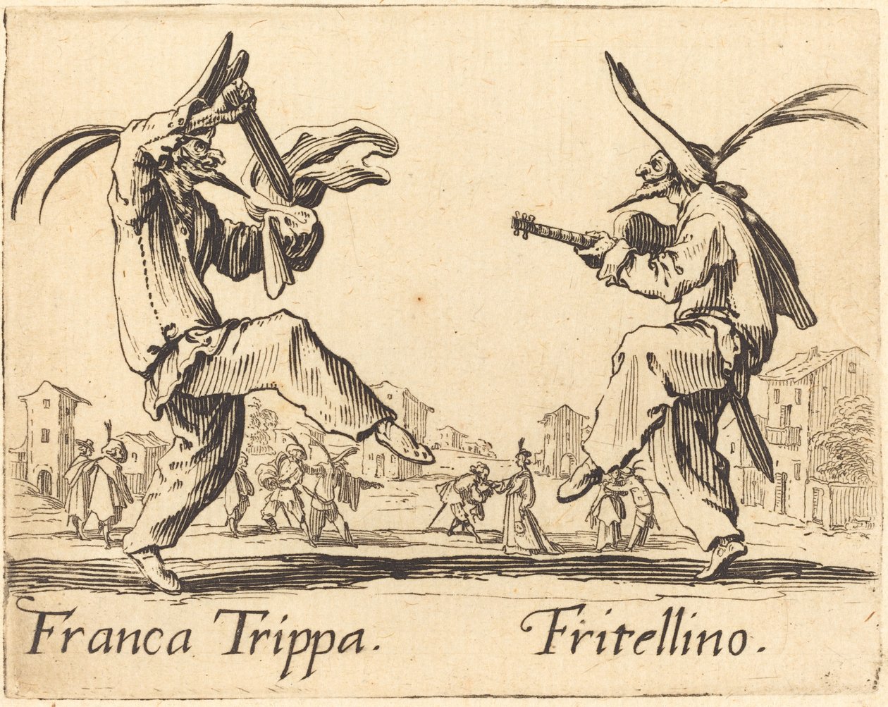 Franca Trippa og Fritellino av Jacques Callot