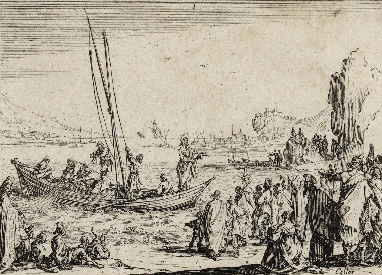 Jesus forkynner ved havet, 1635 av Jacques Callot