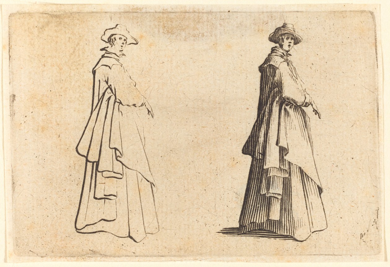 Dame i stor kåpe av Jacques Callot