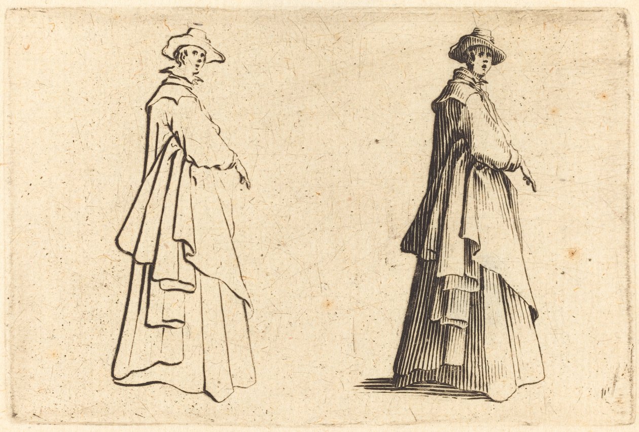 Dame i stor kåpe av Jacques Callot