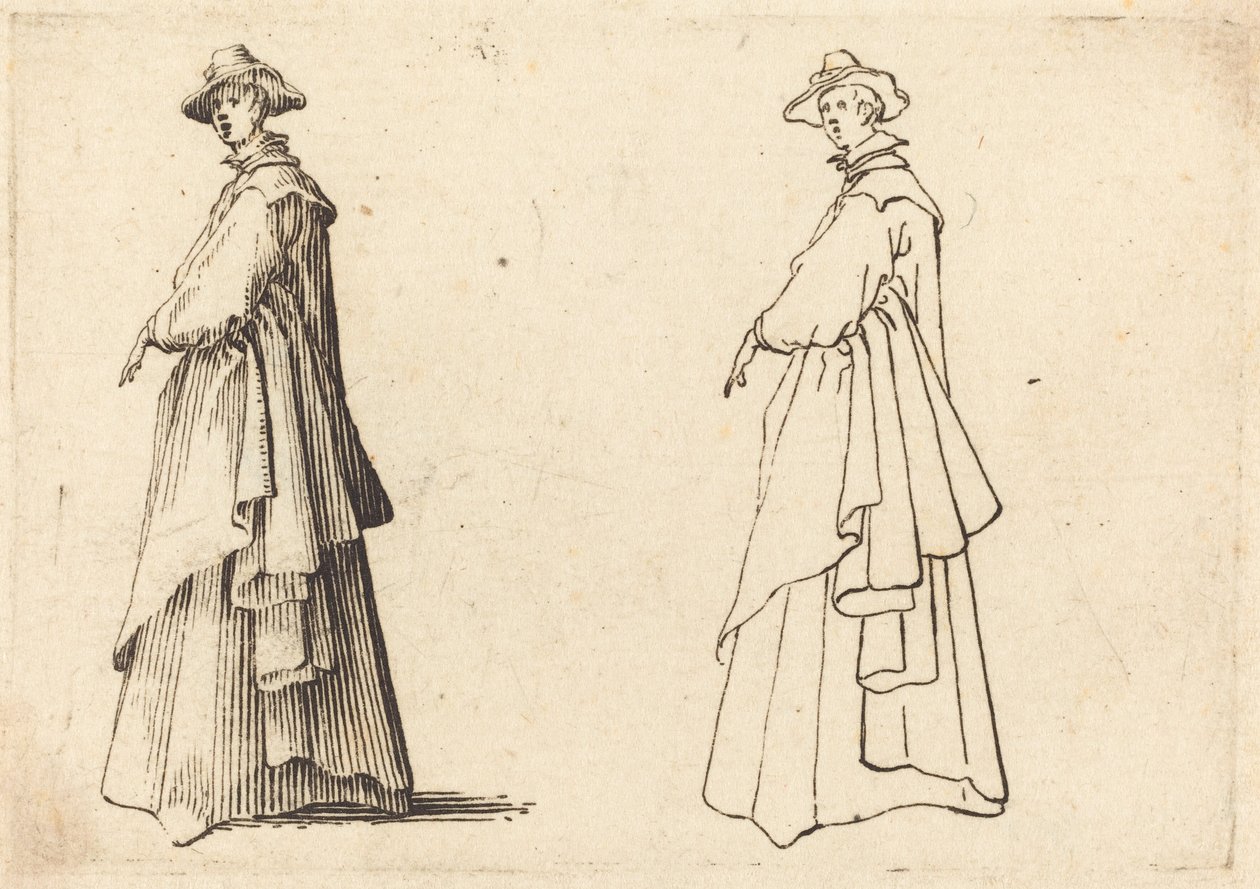 Dame i stor kåpe av Jacques Callot