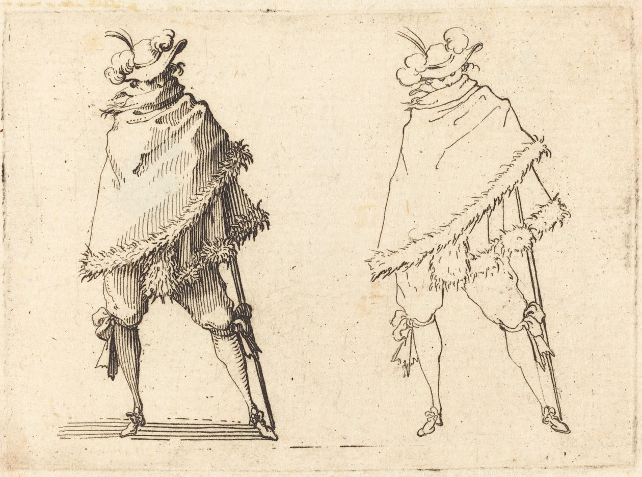 Mann svøpt i sin mantel, ca. 1617. av Jacques Callot