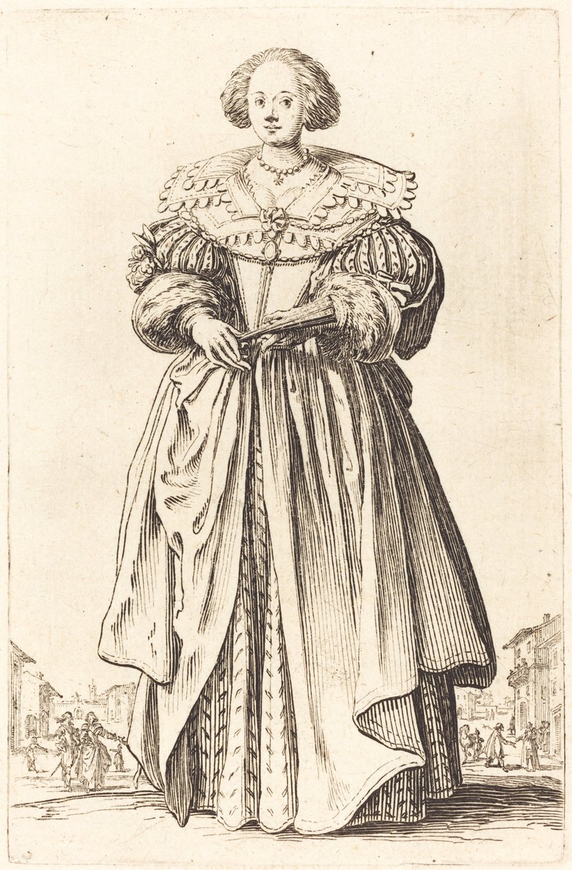 Edel kvinne med vifte av Jacques Callot