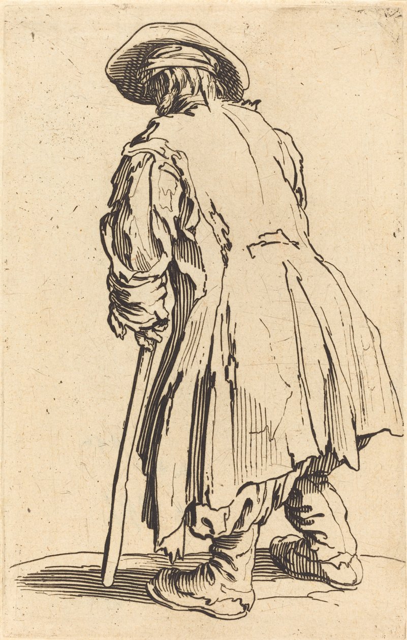Gammel tigger med én krykke av Jacques Callot