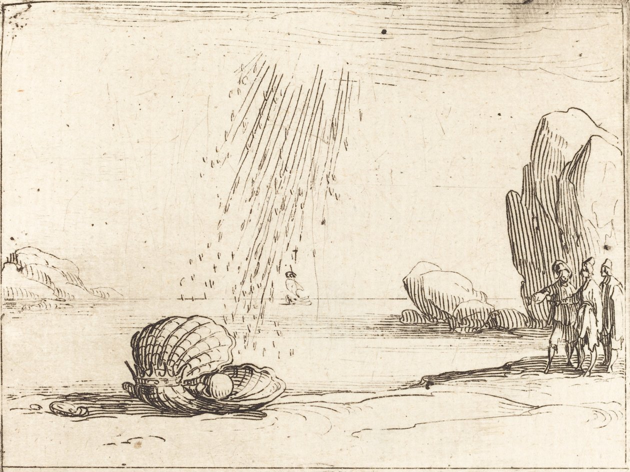 Østers med perle. av Jacques Callot