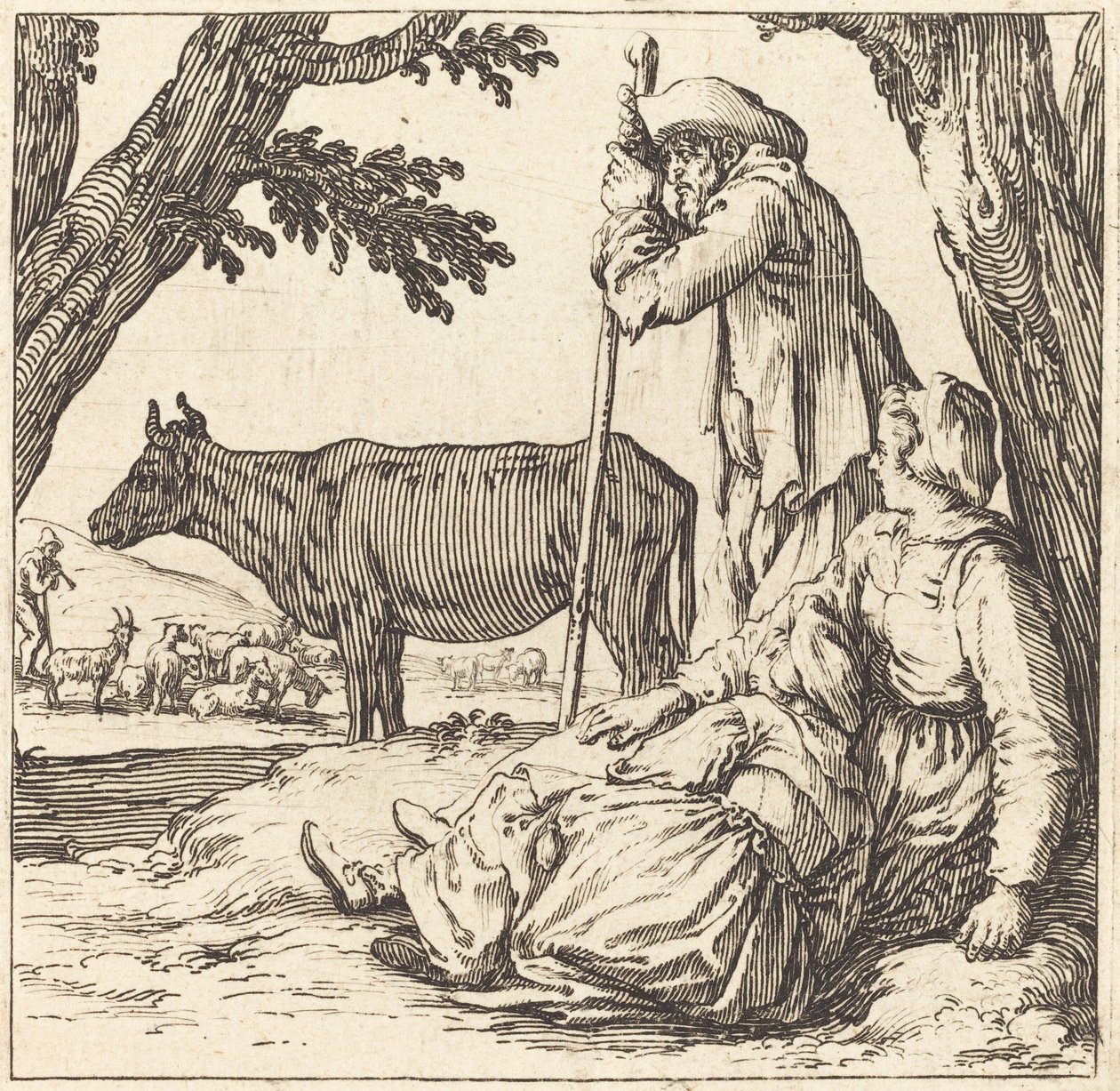 Bondepar med ku av Jacques Callot