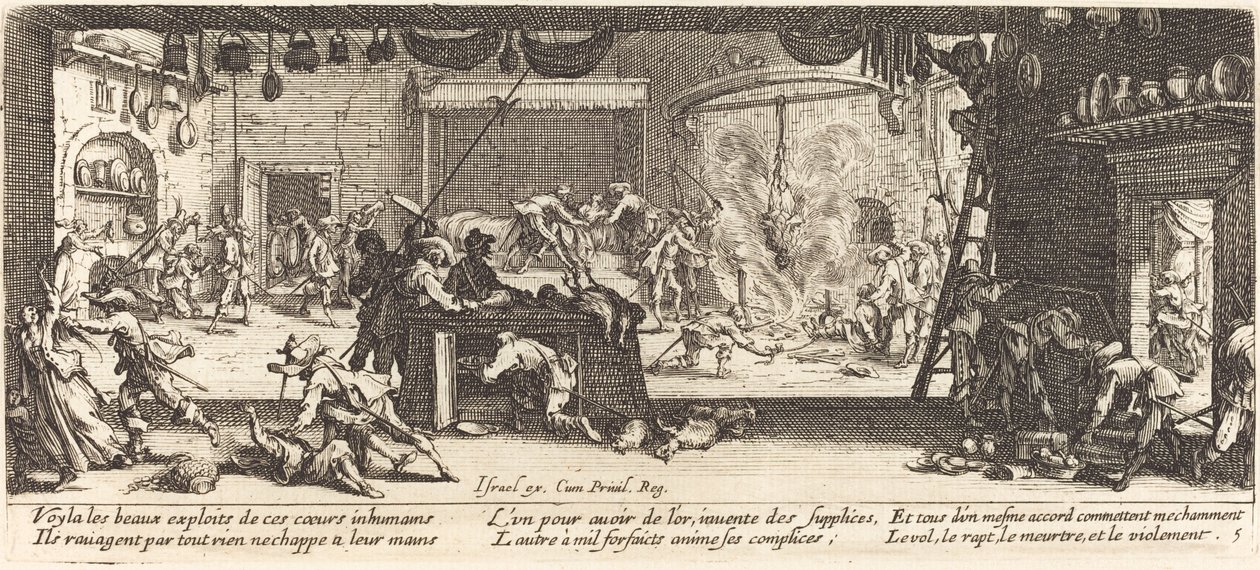 Plyndre et stort gårdshus av Jacques Callot