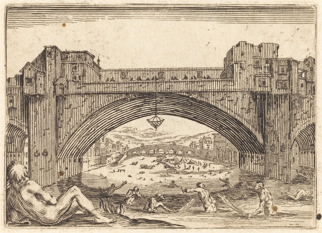 Ponte Vecchio, Firenze, ca. 1622. av Jacques Callot