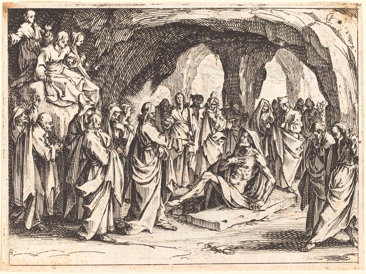 Oppdragelsen av Lasarus, 1635. av Jacques Callot