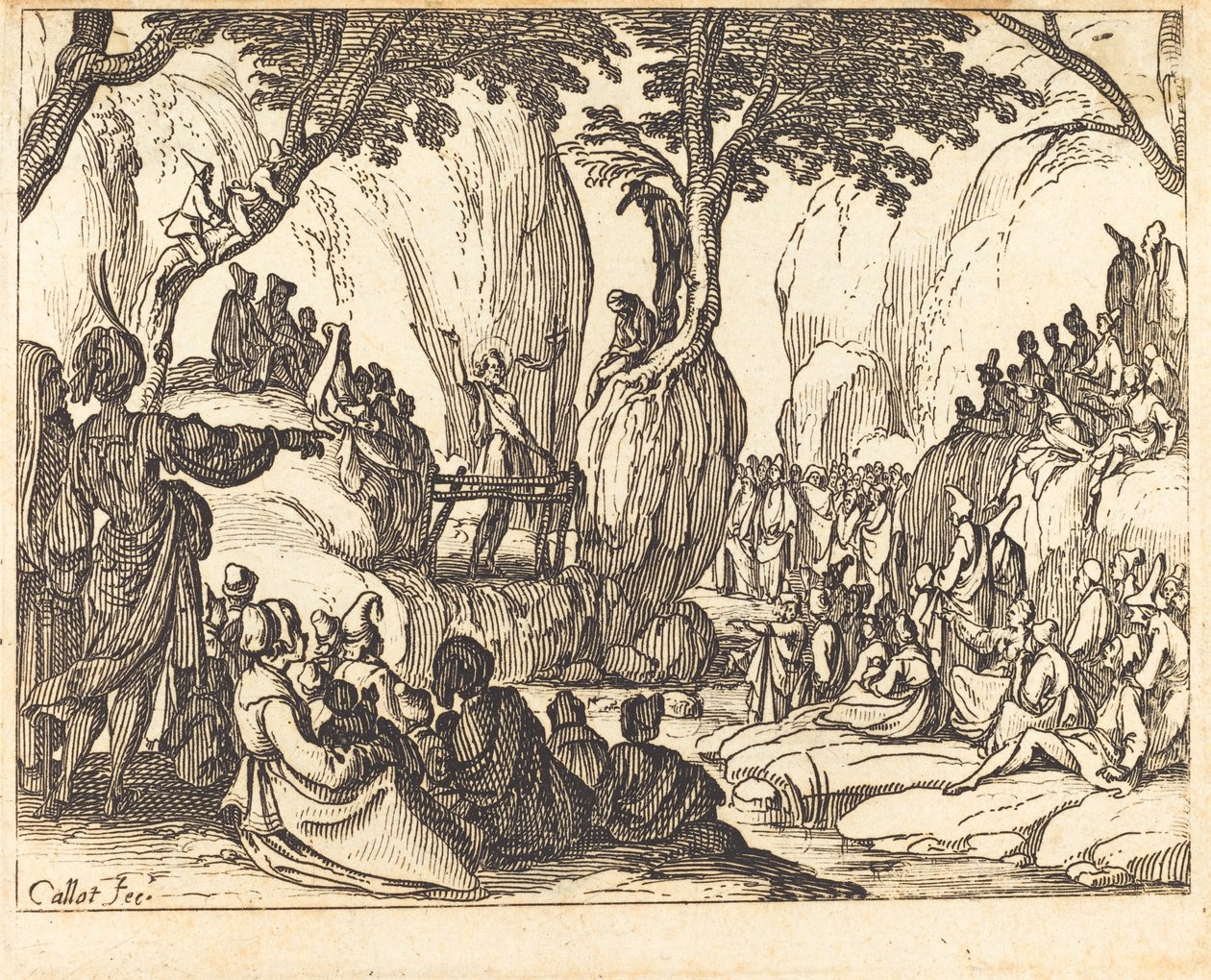 Johannes forkynner i ørkenen av Jacques Callot