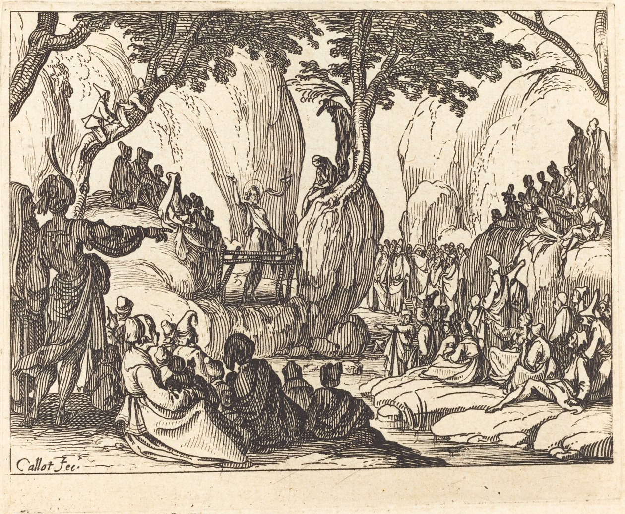 Johannes forkynner i ørkenen av Jacques Callot