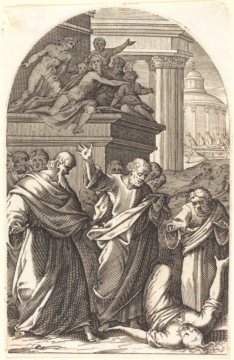 Sapphira straffet av døden, 16081611. av Jacques Callot