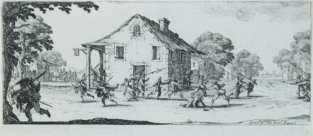 Scene for plyndring, 1633 av Jacques Callot