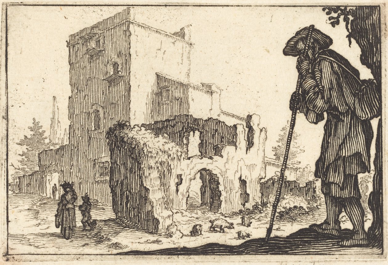 Hyrde og ruiner av Jacques Callot