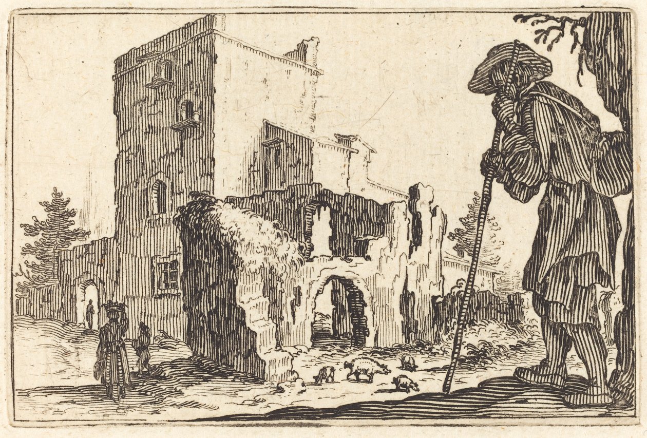 Hyrde og ruiner av Jacques Callot