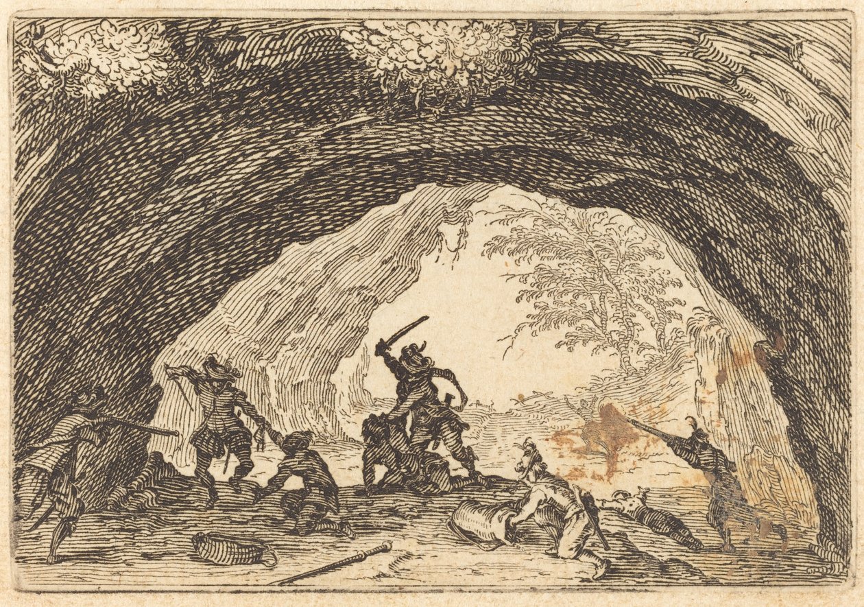 Soldater angriper ranere av Jacques Callot