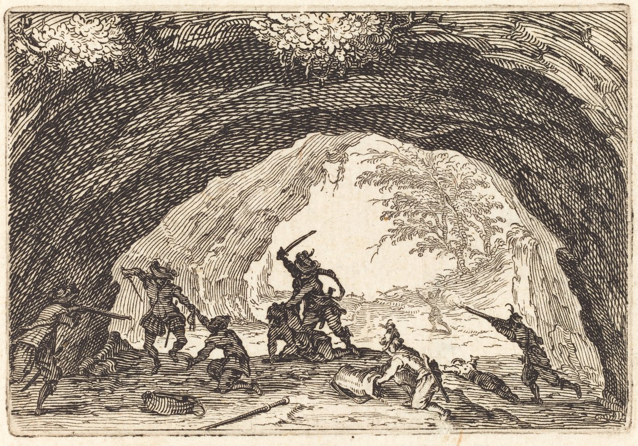 Soldater som angriper røvere, ca. 1622. av Jacques Callot