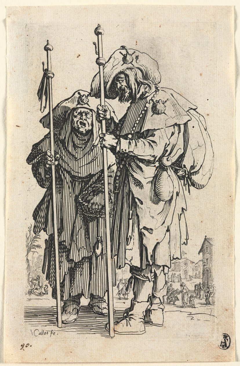 The Beggars: The Two Pilgrims, ca. 1623. av Jacques Callot