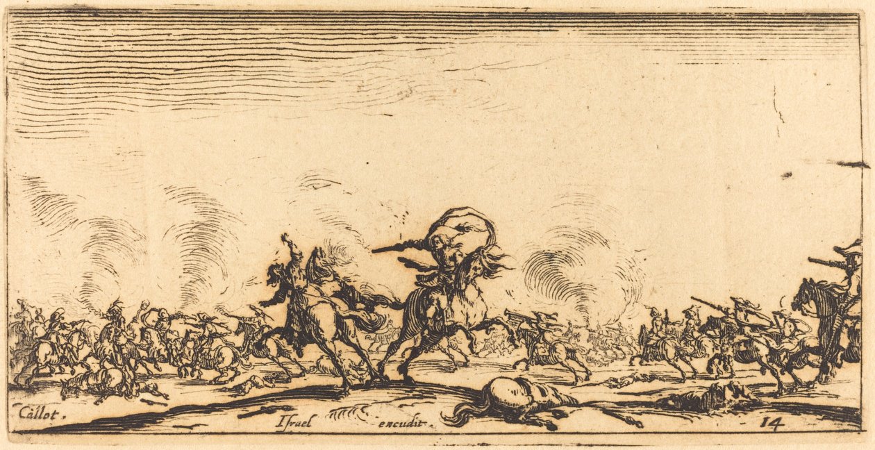 Kavalerikampen med pistoler, ca. 16321634. av Jacques Callot