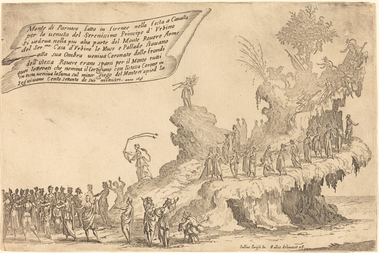 Fløten av Mount Parnassus av Jacques Callot