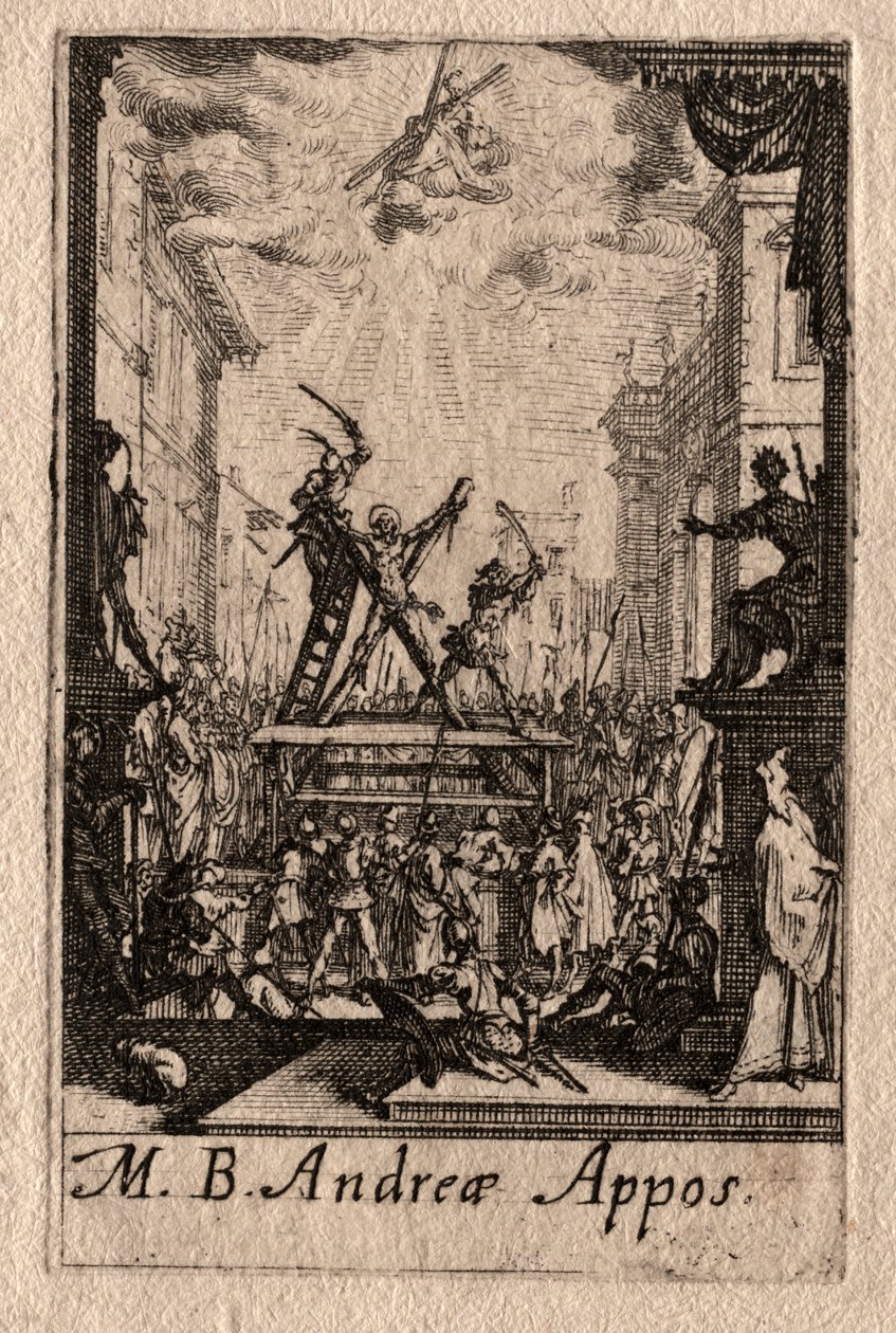 Apostlenes martyrium: St. Andreas av Jacques Callot
