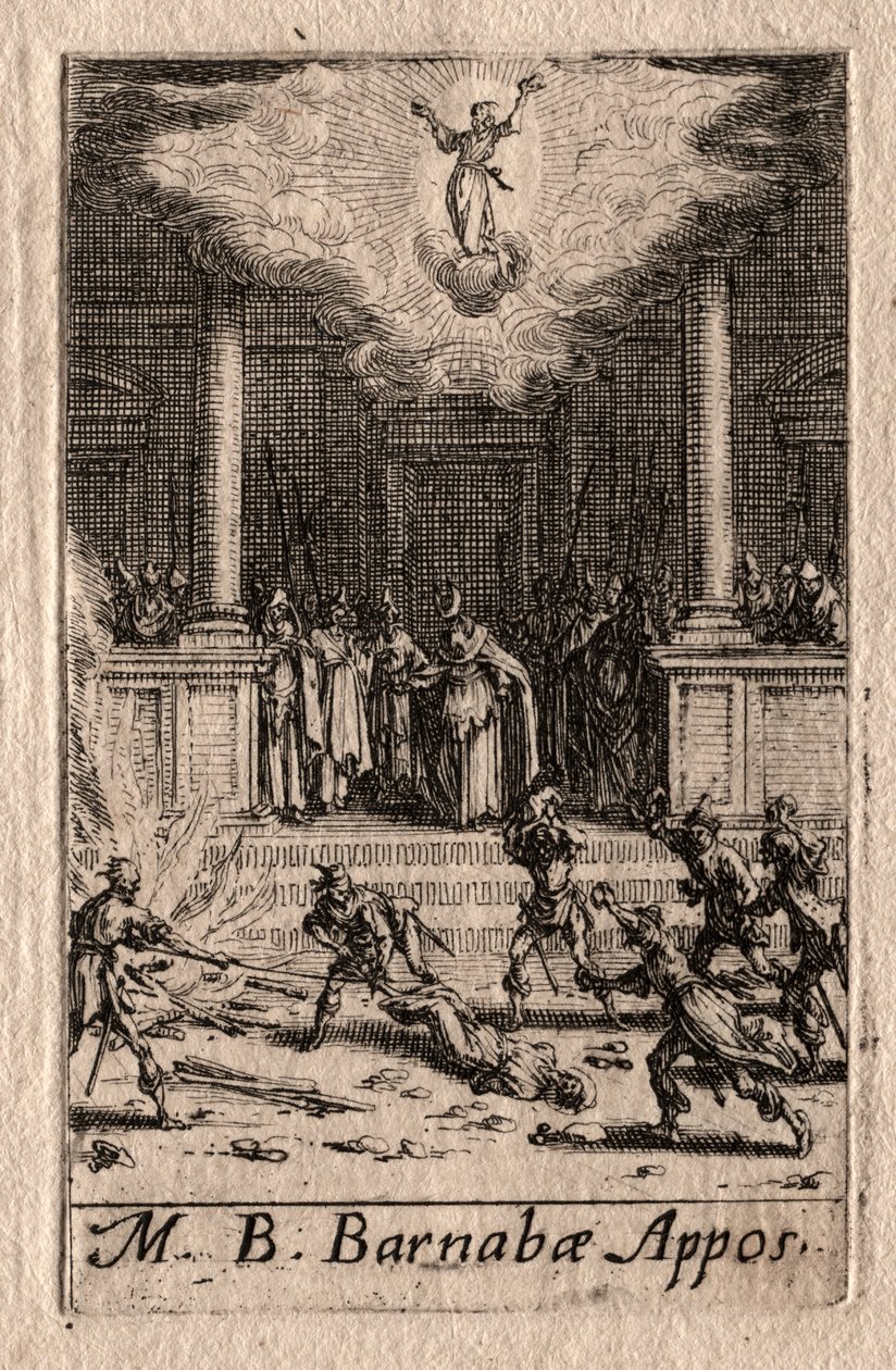Apostlenes martyrium: St. Barnabas av Jacques Callot