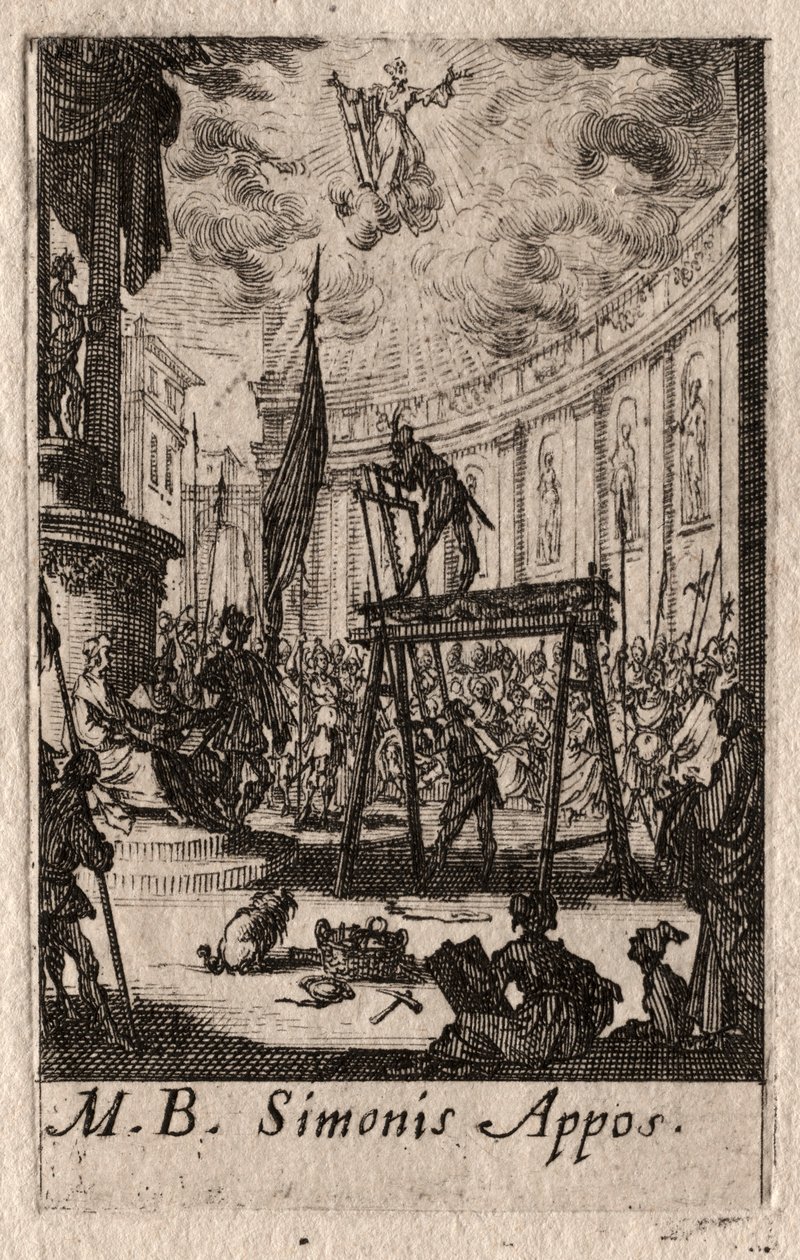 Apostlenes martyrium: St. Simon. av Jacques Callot