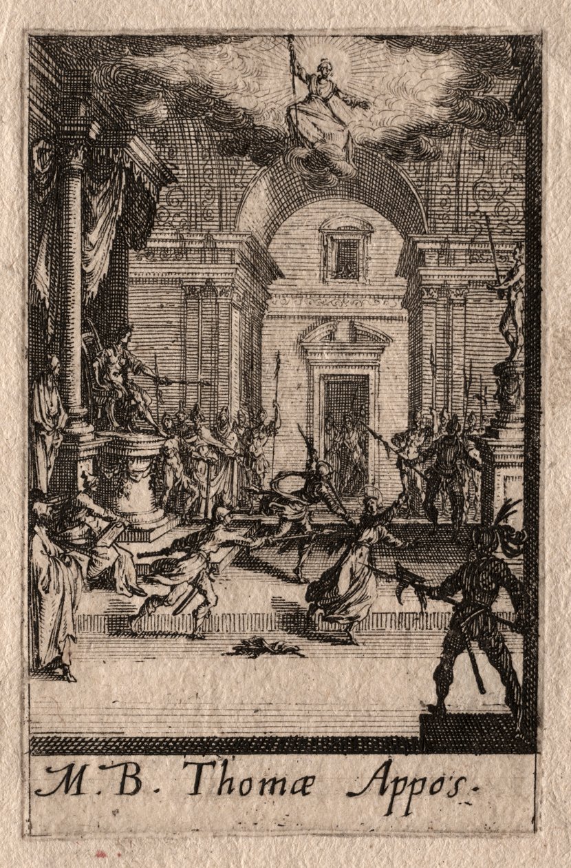 Apostlenes martyrium: St. Thomas av Jacques Callot