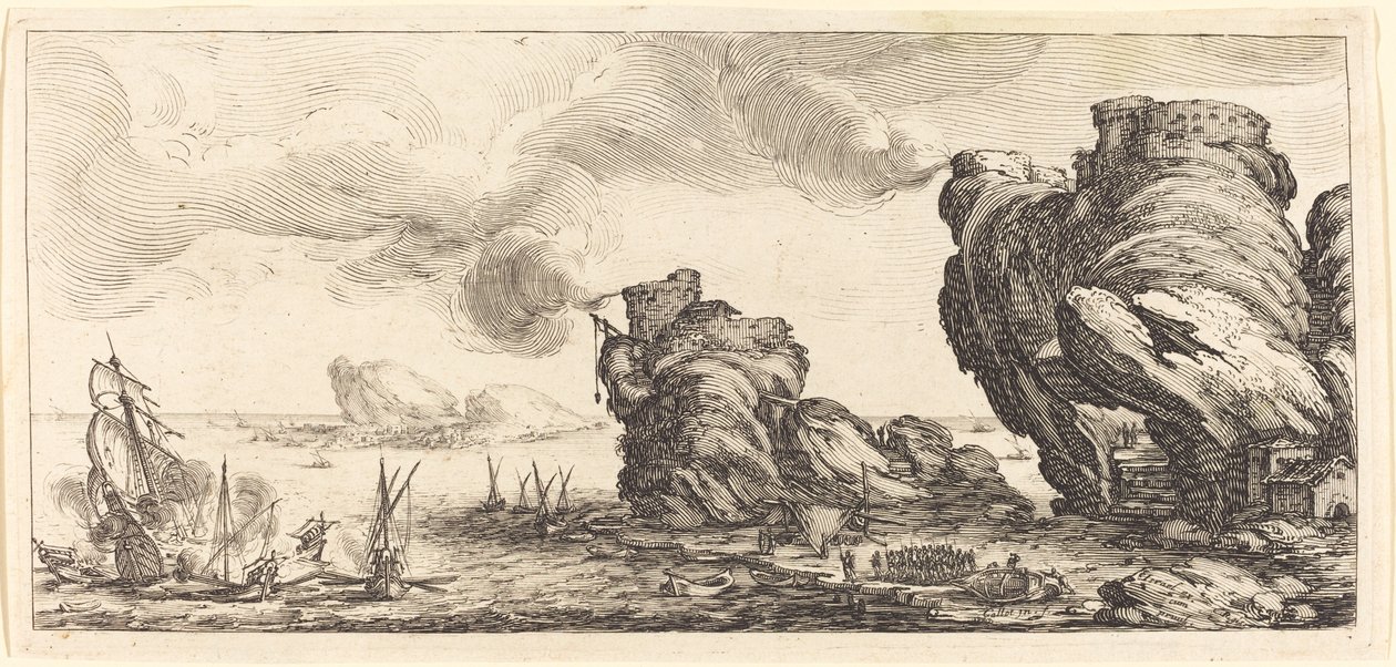 Sjøslaget, sannsynligvis ca. 1630. av Jacques Callot