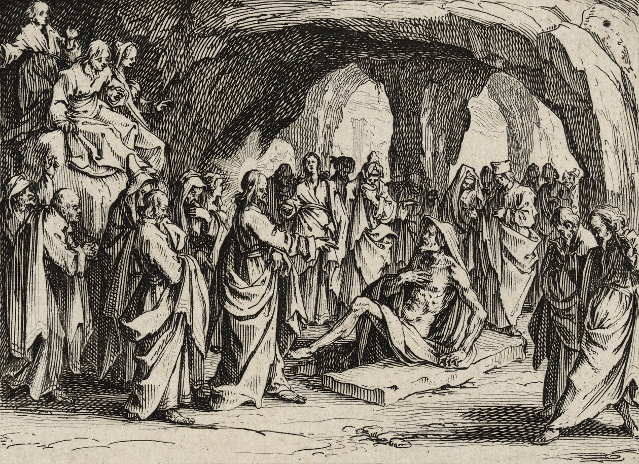 Lasarus' oppstandelse, 1635 av Jacques Callot
