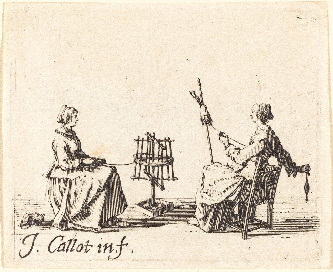 The Winder and the Spinner, ca. 1623. av Jacques Callot