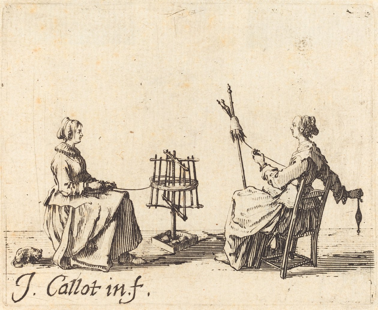 The Winder and the Spinner, ca. 1623. av Jacques Callot