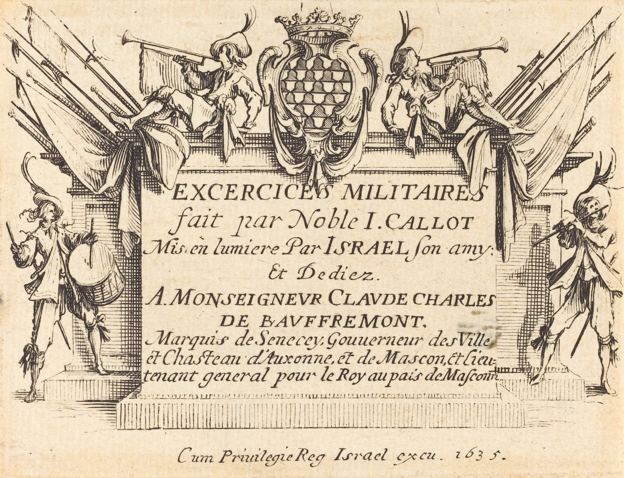 Tittelside for "The Military Exercises" av Jacques Callot