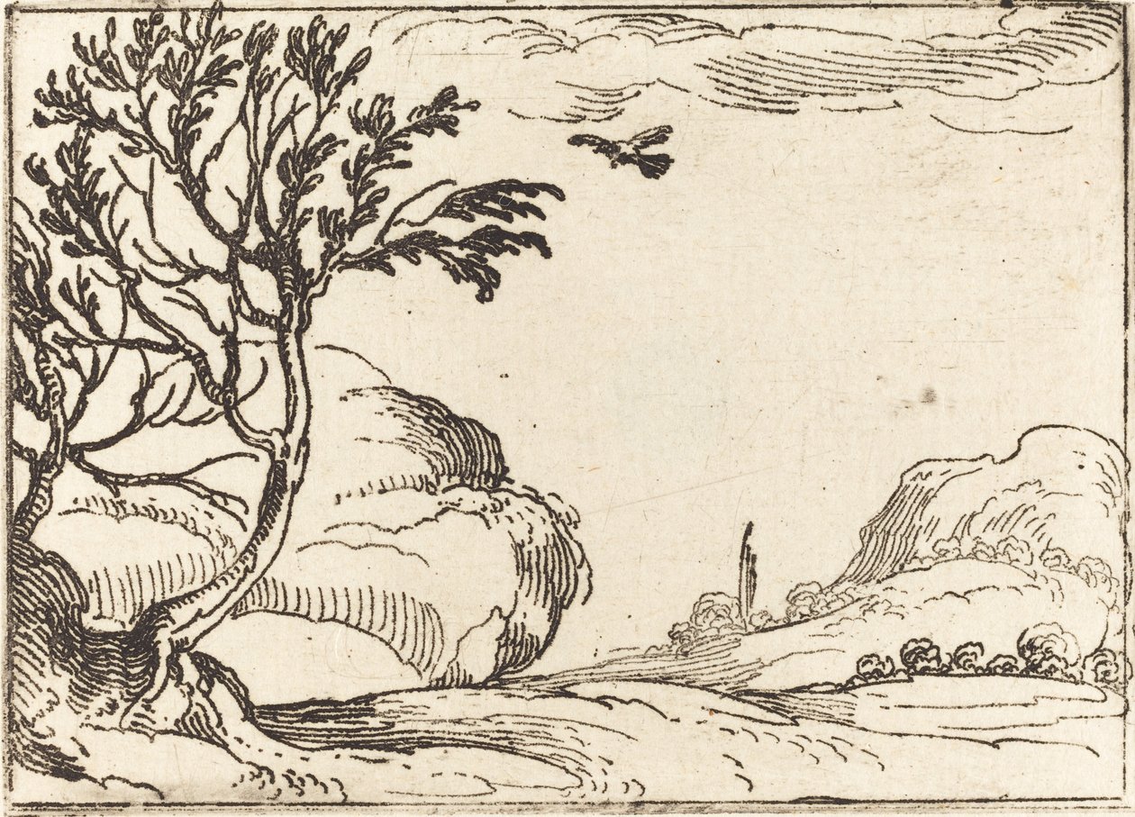 Turteldue som flyr i ørkenen. av Jacques Callot