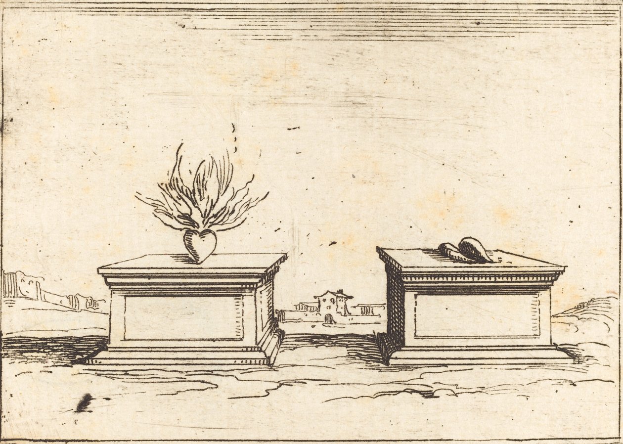 To hjerter, 1628. av Jacques Callot