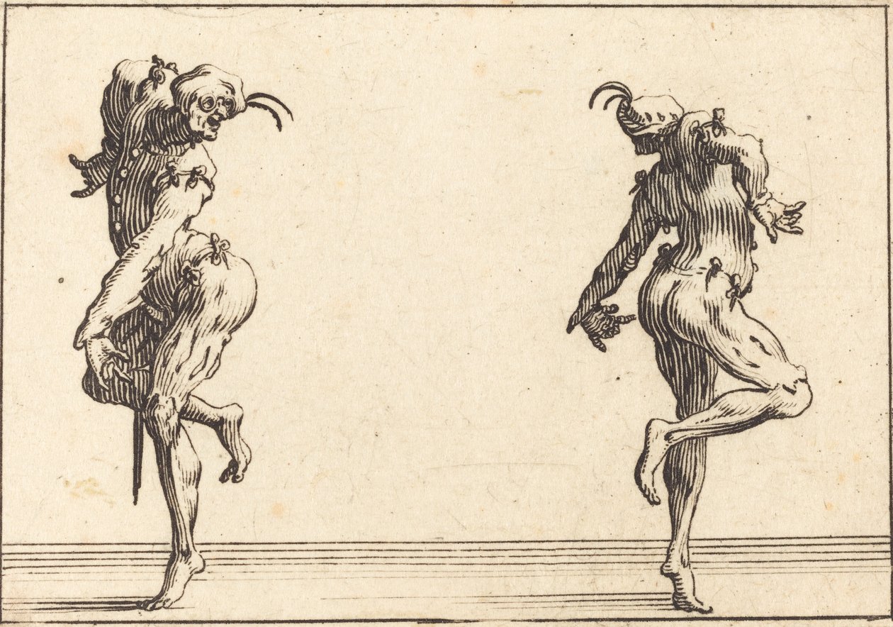 To Pantaloons som danser av Jacques Callot