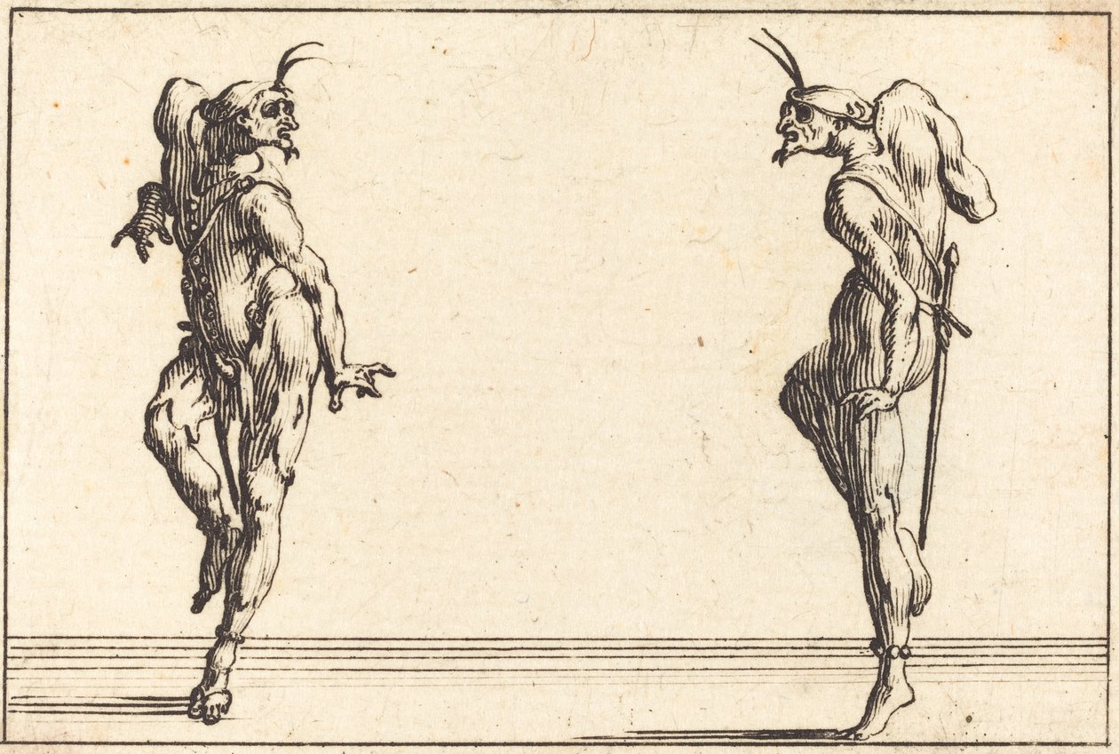 To Pantaloons danser, ca. 1617. av Jacques Callot