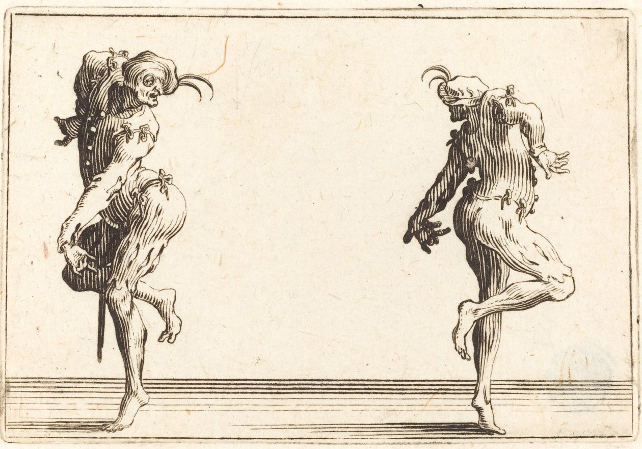 To Pantaloons danser, ca. 1622. av Jacques Callot
