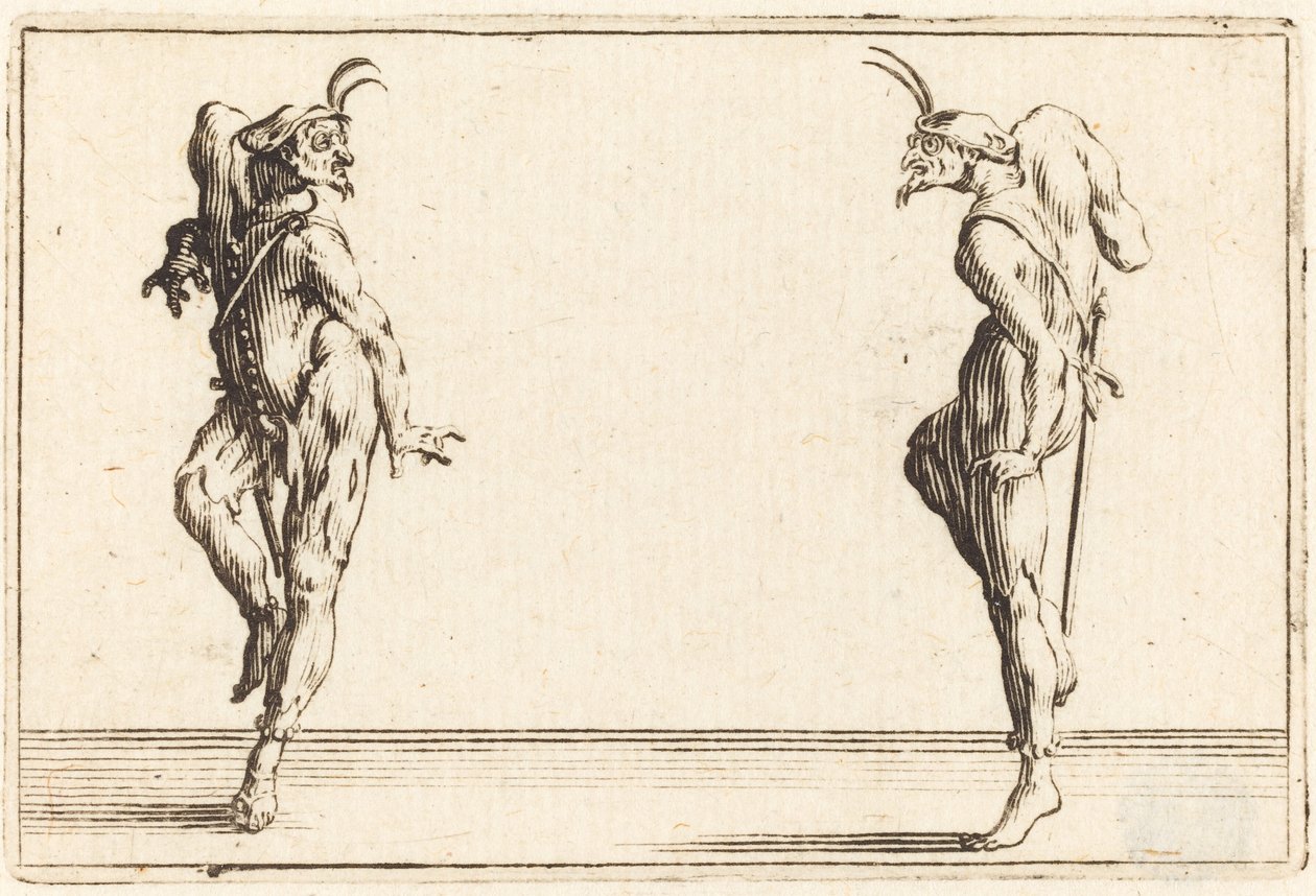 To Pantaloons danser, ca. 1622. av Jacques Callot