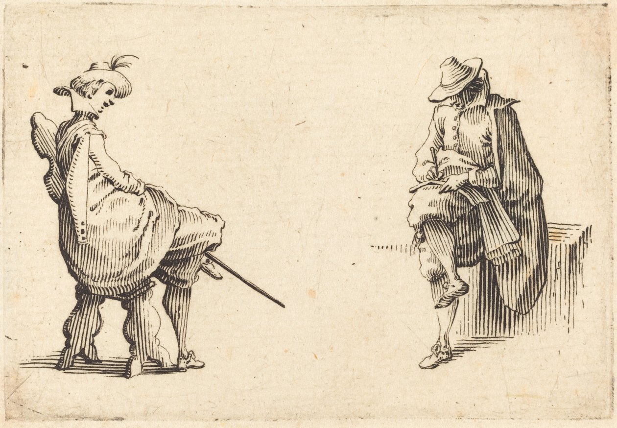 To sittende figurer av Jacques Callot