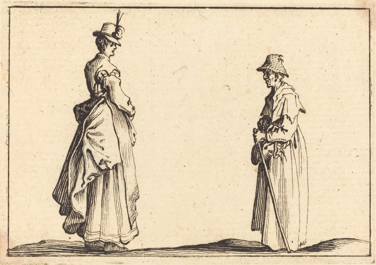 To kvinner i profil, ca. 1617. av Jacques Callot