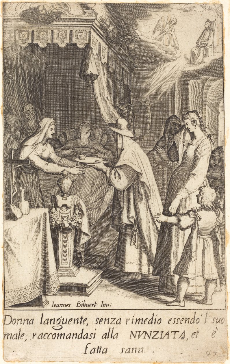 Den helbredede syke personen av Jacques Callot after Giovanni Bilivert