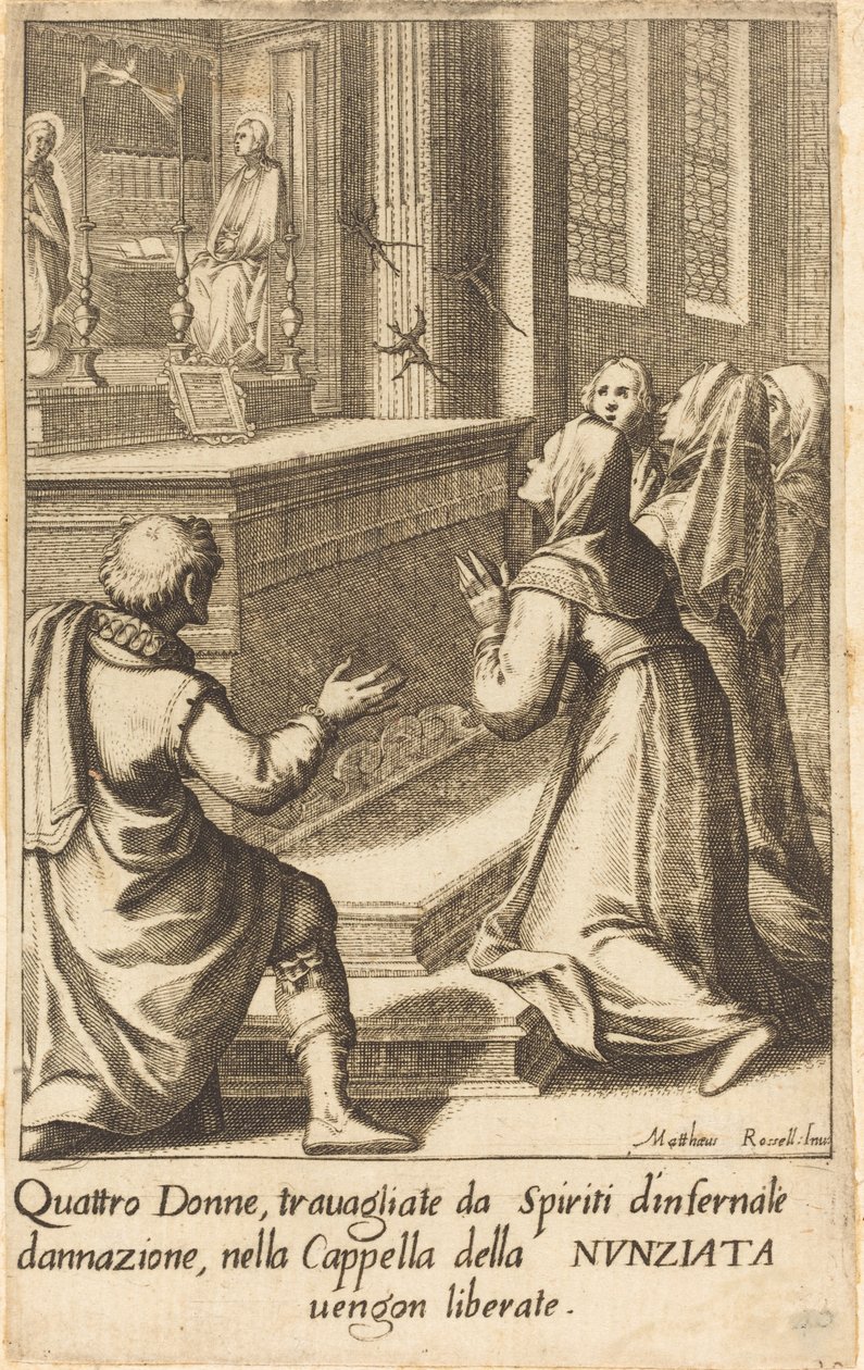 Fire kvinner av Jacques Callot after Matteo Rosselli
